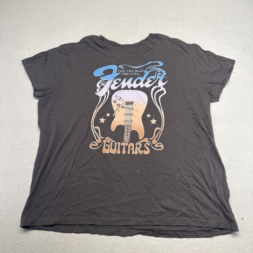 Fender Guitars Shirt Womens L Short Sleeve Crewneck Hippie Retro Graphic